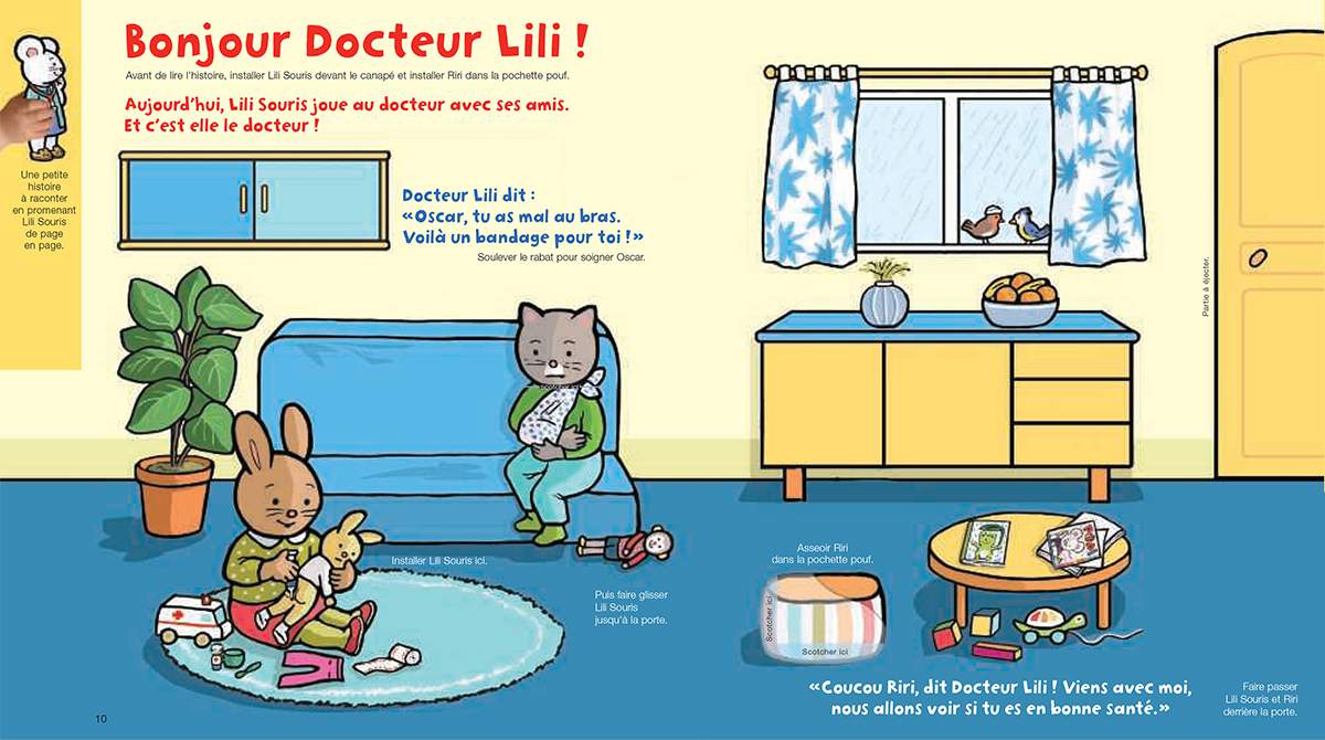 Téléchargez Lili Souris et Riri jouent au docteur avec leurs amis. Illustration : Anett Hardy