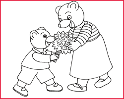 Petit Ours Brun offre des fleurs à sa maman