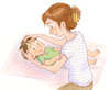 Massage bébé : quatre gestes simples pour masser son enfant - Illustration : Axelle Vanhoof - Supplément pour les parents, Popi, mai 2015
