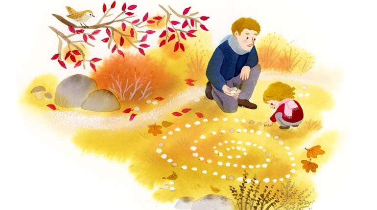 “5 activités d'automne”, supplément pour les parents du magazine Popi de novembre. Texte : Joséphine Lebard, illustrations : Marie Flusin. Activités d'automne Popi novembre 2017.