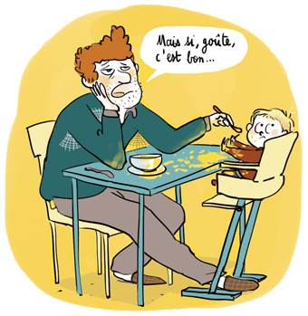 Supplément parents Popi, mars 2018, dossier du mois : “On a trouvé la recette du bonheur !” Texte : Aziliz Claquin. Illustrations : Zelda Zonk.