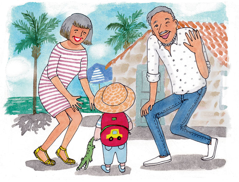 “Vive les vacances chez les grands-parents !”, supplément pour les parents du magazine Popi n° 384, août 2018. Texte : Joséphine Lebard. Illustrations du dossier et de la couverture : Kanako, agence Marie Bastille.