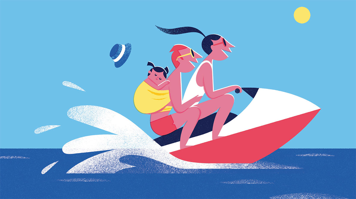 “Vacances : quel rythme pour les petits ?”, supplément pour les parents du magazine Popi n°395, juillet 2019. Texte : Anne Bideault. Illustrations : Alexandra Pichard.