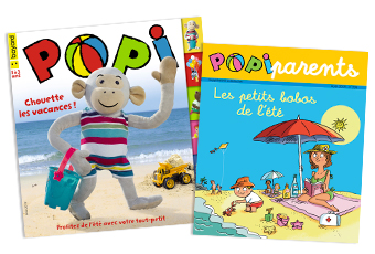 Couverture du magazine Popi n°396, août 2019, et son supplément pour les parents