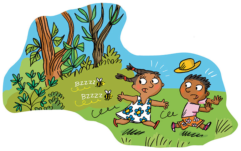 “Les petits bobos de l’été”, supplément pour les parents du magazine Popi n°396, août 2019. Texte : Joséphine Lebard. Illustrations : Peter Elliott.