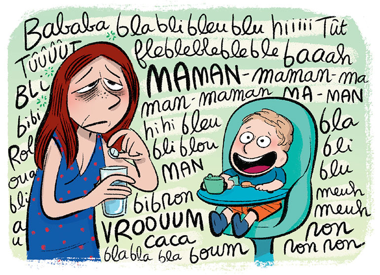 “Parlez-vous bébé ?”, supplément pour les parents du magazine Popi n°397, septembre 2019. Texte : Anne Bideault. Illustrations : Laurel.