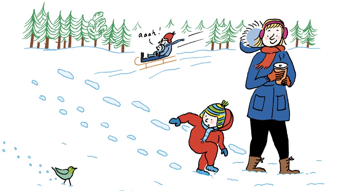 “Sa première neige : le plein d’émotions”, supplément pour les parents du magazine Popi n°402, février 2020. Texte : Joséphine Lebard. Illustrations : Juliette Baily.