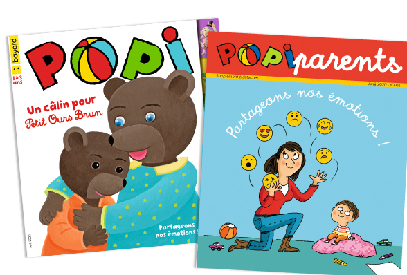 Couverture du magazine Popi n°404, avril 2020, et son supplément pour les parents