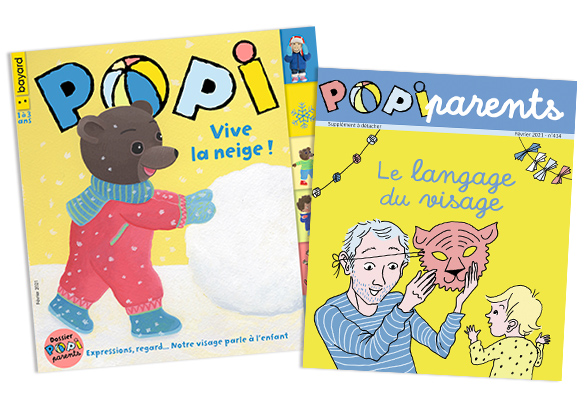 Couverture du magazine Popi n°414, février 2021, et son supplément pour les parents