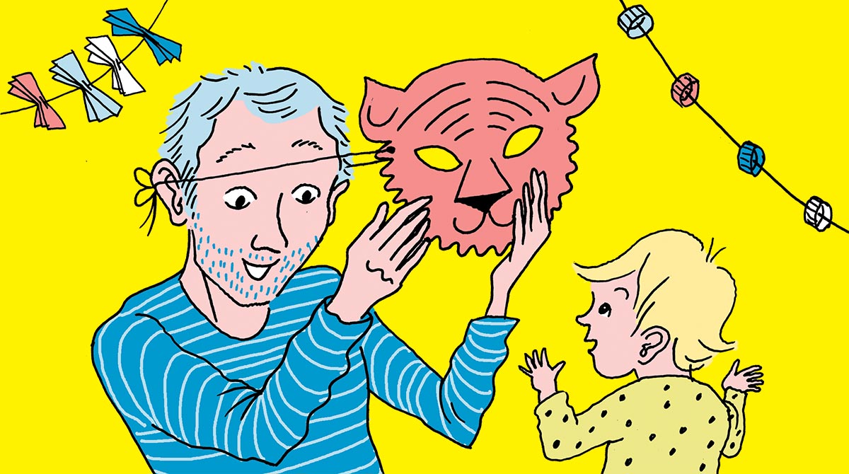 “Comment faire oublier le masque ?”, supplément pour les parents du magazine Popi n°414, février 2021. Texte : Anne Bideault. Illustrations : Sandrine Martin.