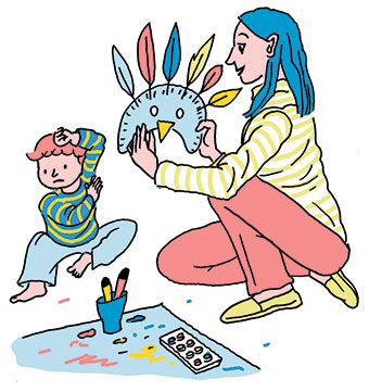 “Comment faire oublier le masque ?”, supplément pour les parents du magazine Popi n°414, février 2021. Illustrations : Sandrine Martin. 