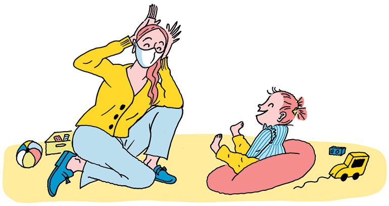 “Comment faire oublier le masque ?”, supplément pour les parents du magazine Popi n°414, février 2021. Illustrations : Sandrine Martin. 