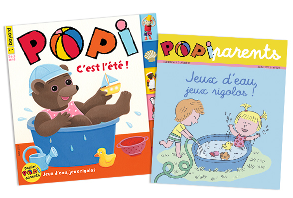 Couverture du magazine Popi n°419, juillet 2021, et son supplément pour les parents