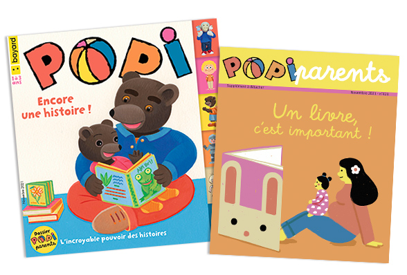 Couverture du magazine Popi n°423, novembre 2021, et son supplément pour les parents