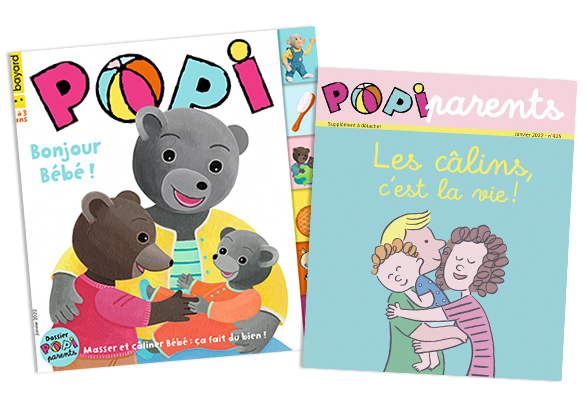 Couverture du magazine Popi n°425, janvier 2022 - Bonjour Bébé ! - et son supplément pour les parents