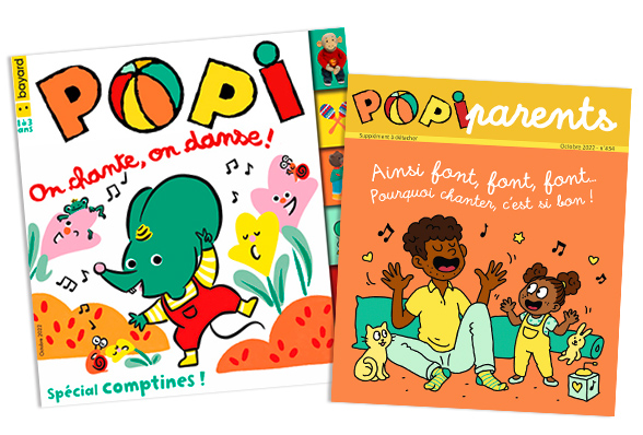 Couverture du magazine Popi n°434, octobre 2022 - On chante, on danse ! - Supplément pour les parents : “Ainsi font, font, font… Pourquoi chanter, c'est si bon !”