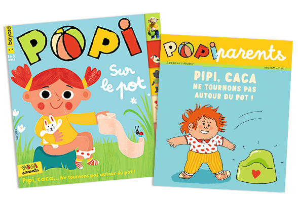 Couverture du magazine Popi n°441, mai 2023 - Sur le pot - Supplément pour les parents : Pipi, caca… Ne tournons pas autour du pot !