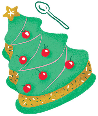 Pour Noël, on peut choisir de s'entourer d'une famille de cœur. Chacun son Noël !, extrait du supplément pour les parents du magazine Popi n°448, décembre 2023. © Illustrations : Sara Gavioli.