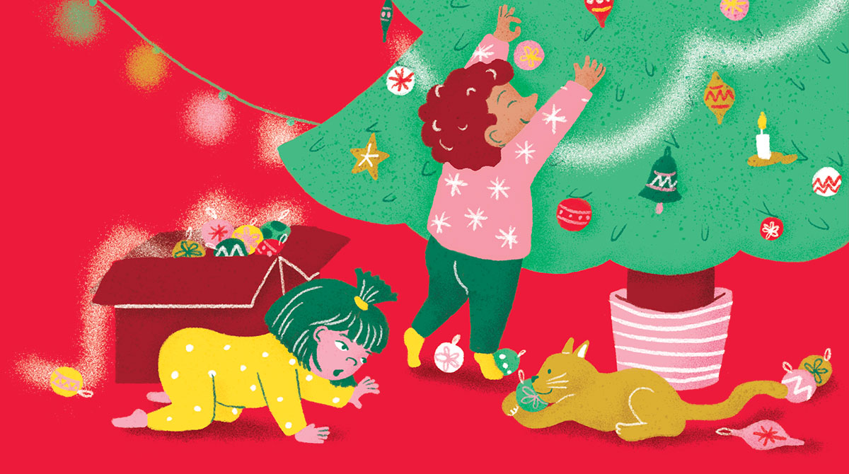 © Illustrations : Sara Gavioli. Chacun son Noël !, extrait du supplément pour les parents du magazine Popi n°448, décembre 2023.