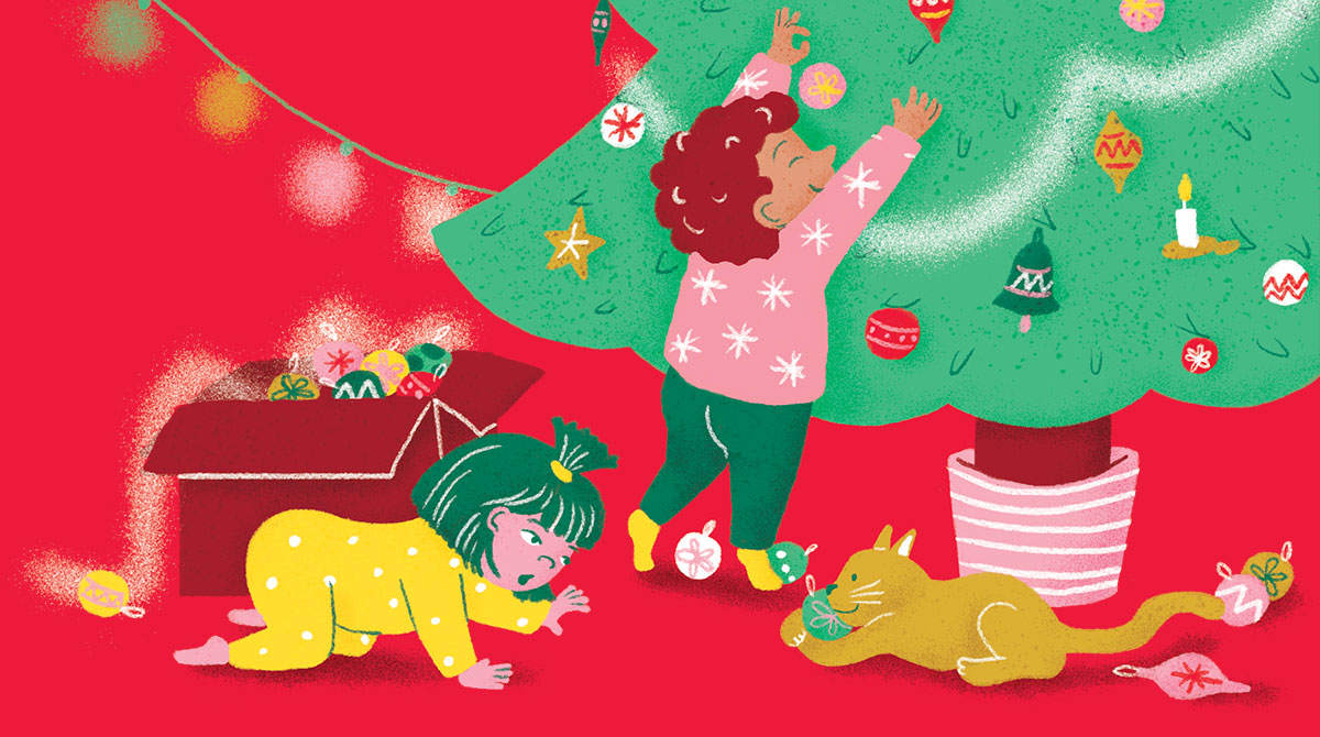 © Illustrations : Sara Gavioli. Chacun son Noël !, extrait du supplément pour les parents du magazine Popi n°448, décembre 2023.
