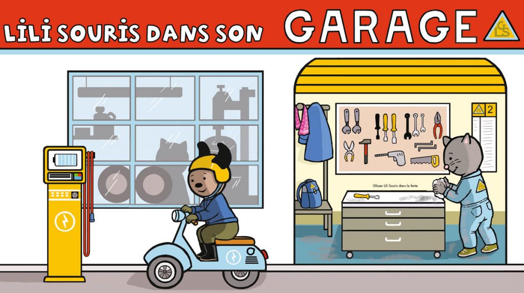 Téléchargez les éléments de “Lili Souris dans son garage” - Popi, n°450, février 2024 - Illustrations : Anett Hardy.